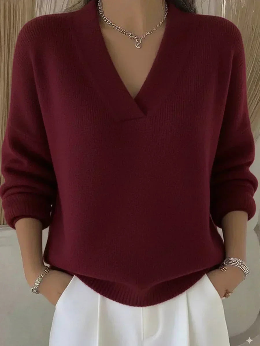Vivelle - Relaxed V-Neck Sweater