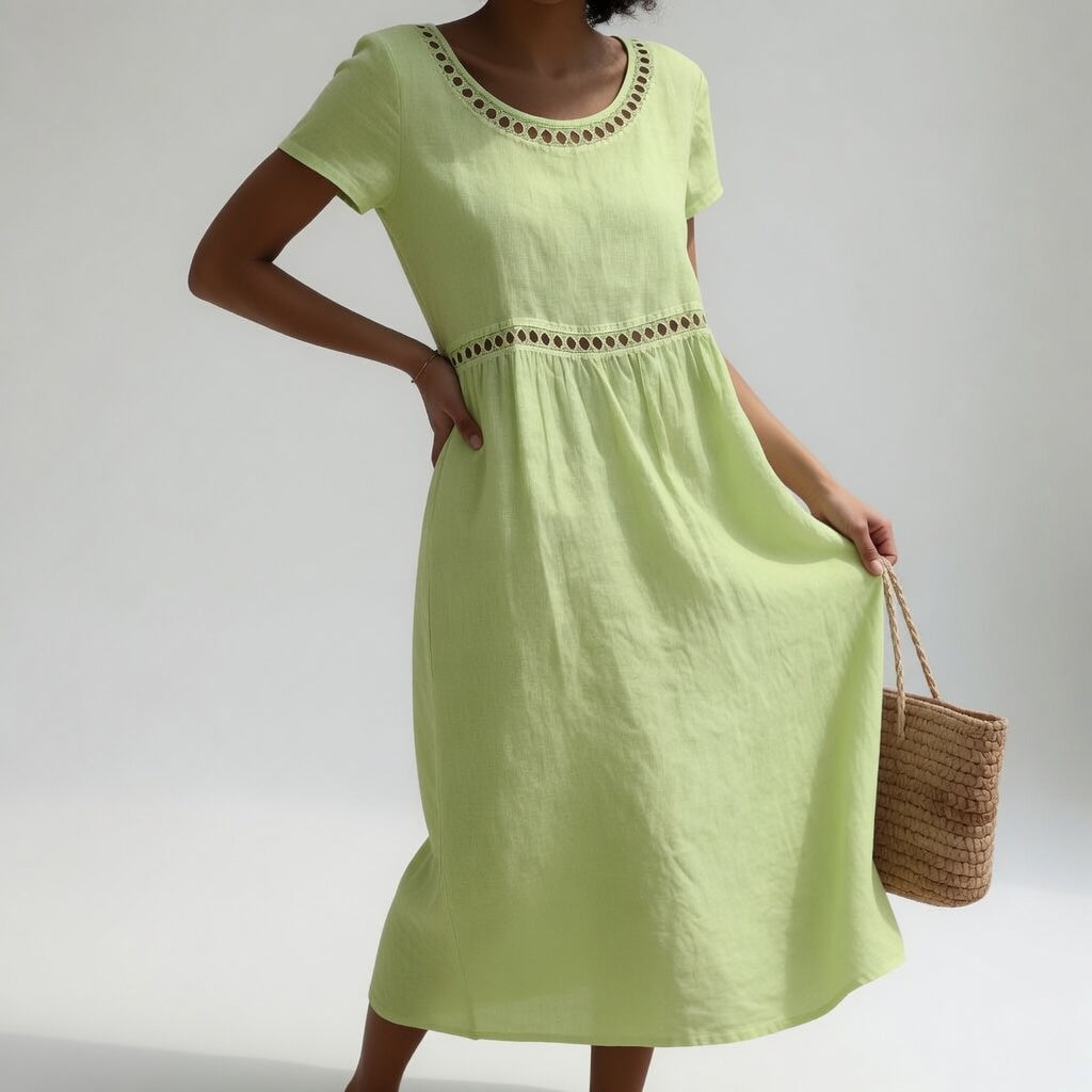 Jade - Eyelet Trim Midi Dress
