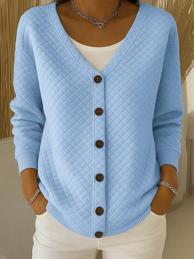 Laverne - Quilted Button-Front Cardigan