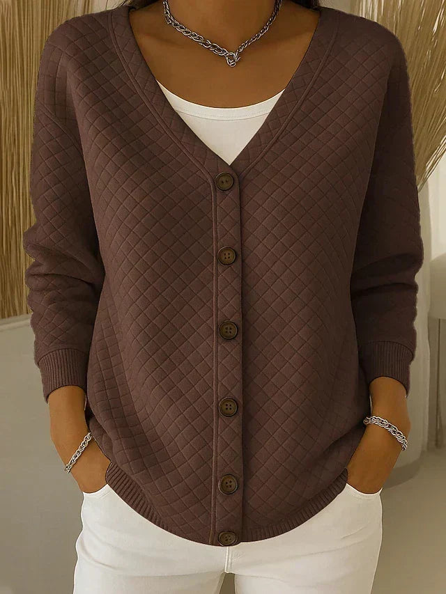 Laverne - Quilted Button-Front Cardigan