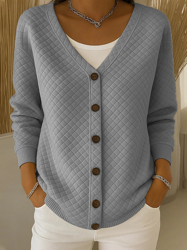 Laverne - Quilted Button-Front Cardigan