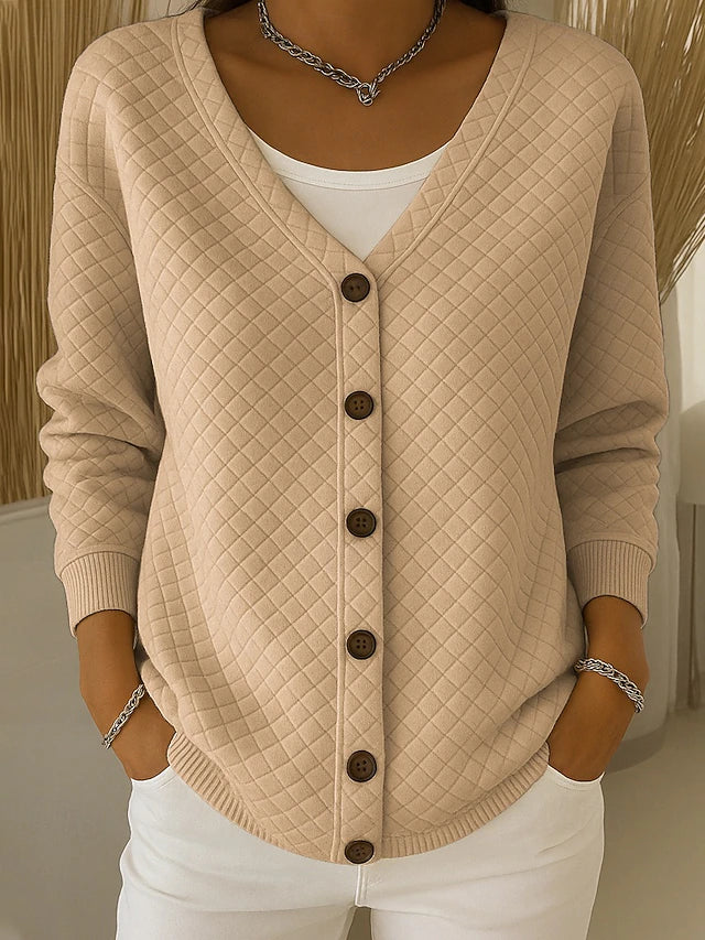 Laverne - Quilted Button-Front Cardigan