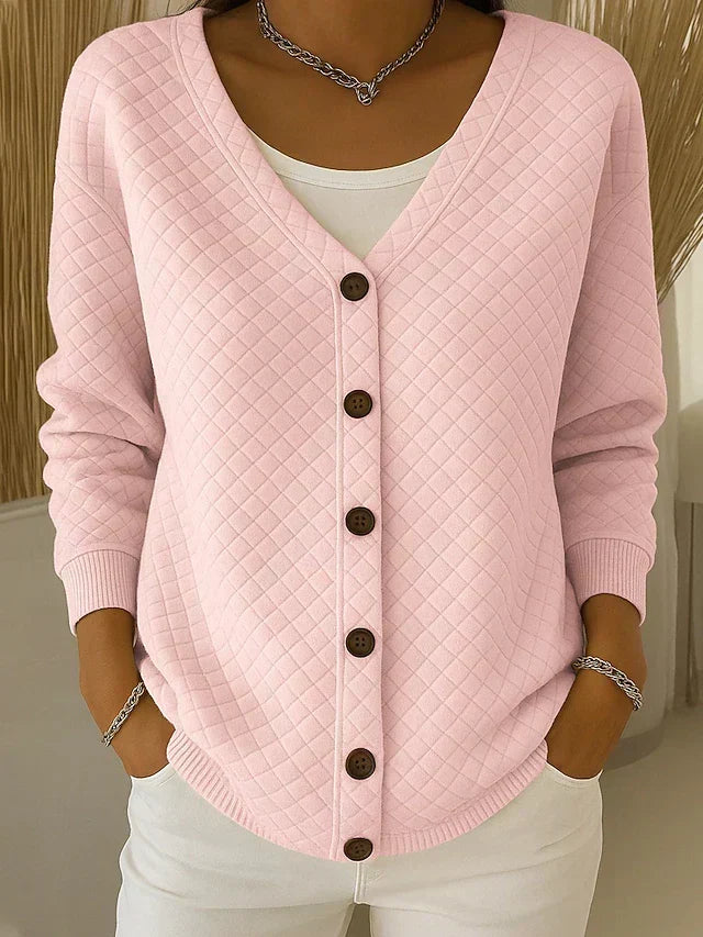 Laverne - Quilted Button-Front Cardigan