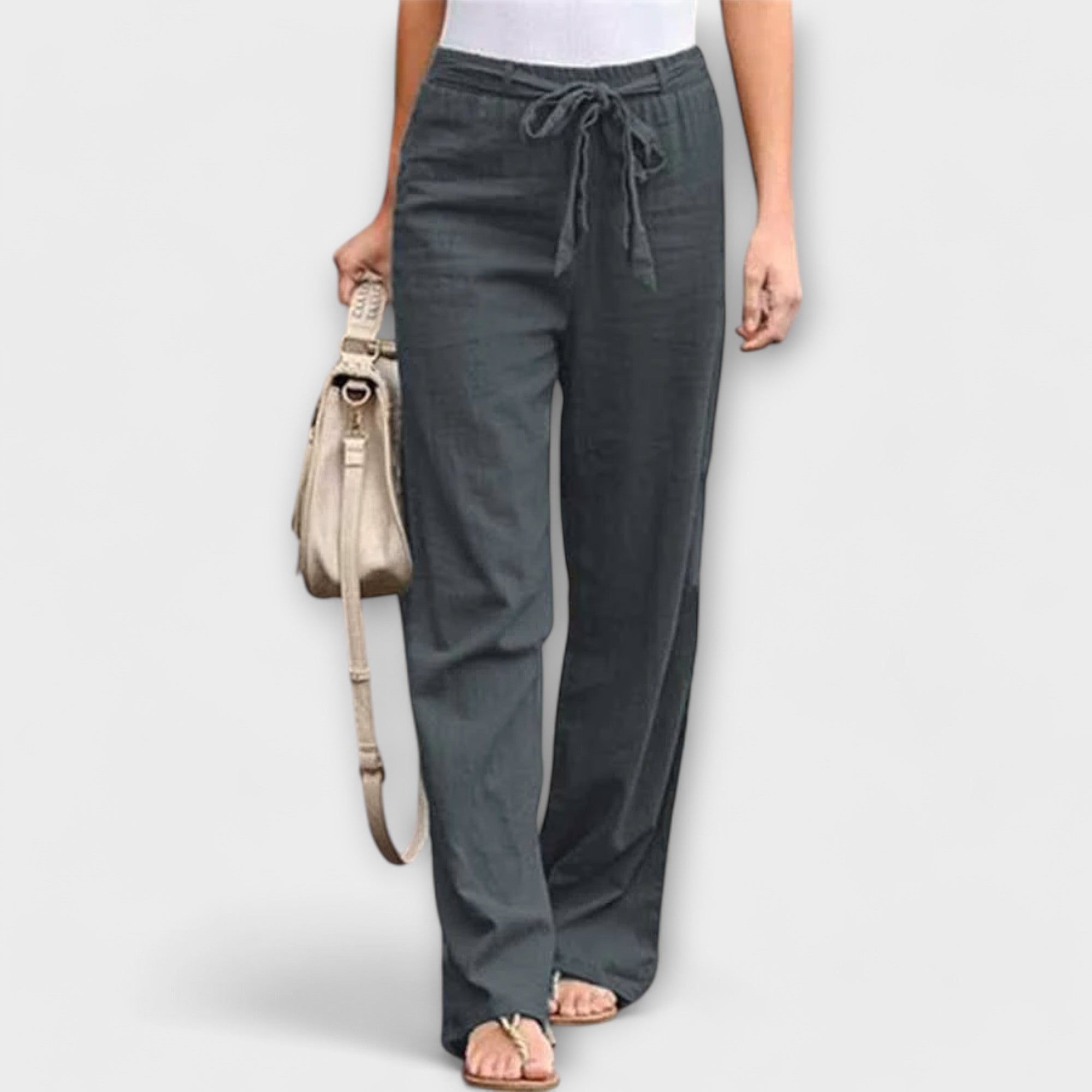 Pauline | Wide-Leg Trousers with Tie Belt