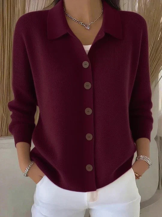 Josephine - Button-Front Collared Cardigan