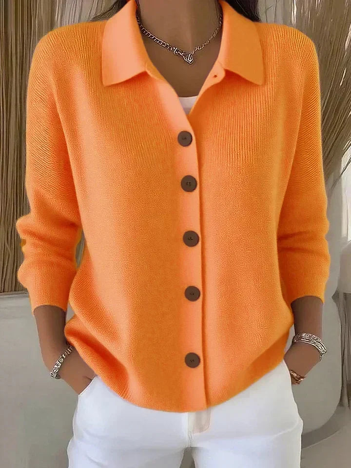 Josephine - Button-Front Collared Cardigan