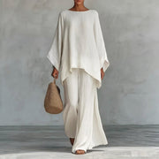 Christine – Long Sleeve Two-Piece Set with Wide-Leg Trousers