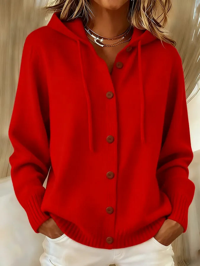 Brenda - Cozy Button Cardigan Hoodie