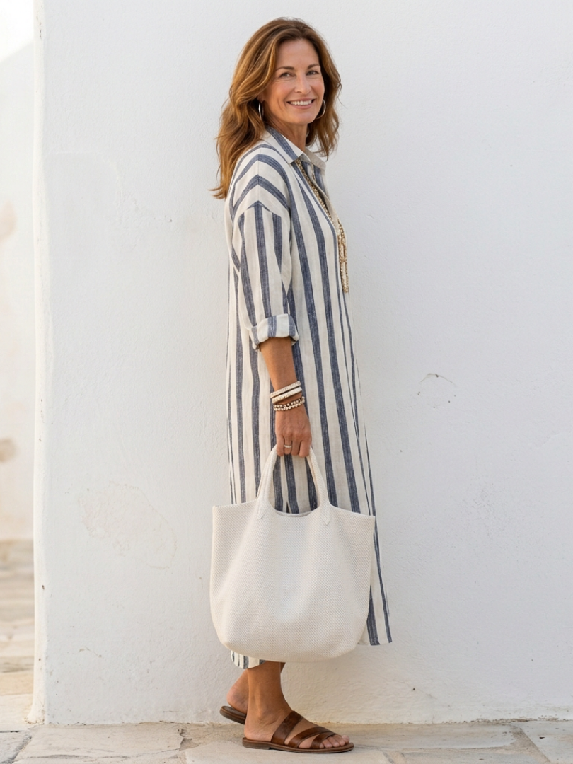 Naomi | Long Sleeve Striped Maxi Dress