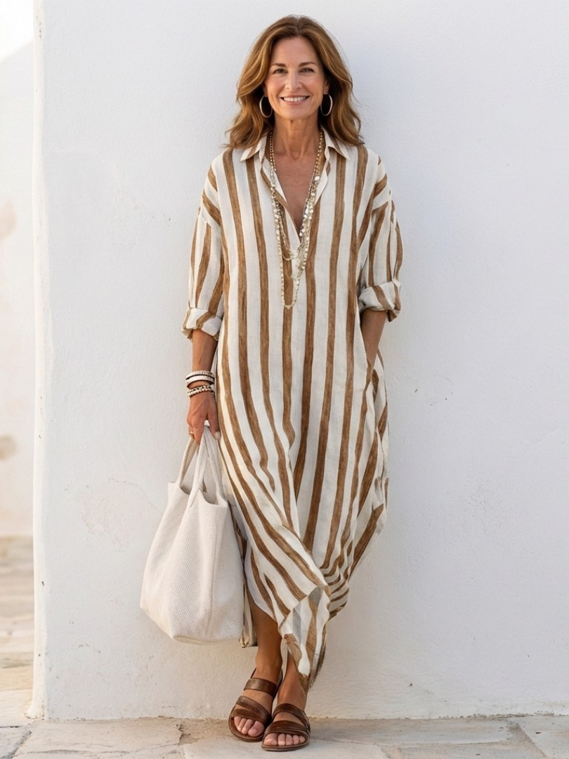Naomi | Long Sleeve Striped Maxi Dress