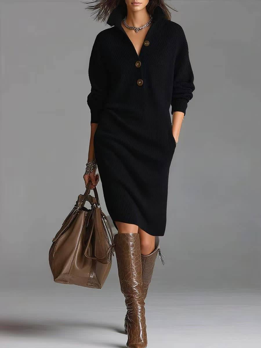 Thea - Elegant Button-Up Jumper Dress