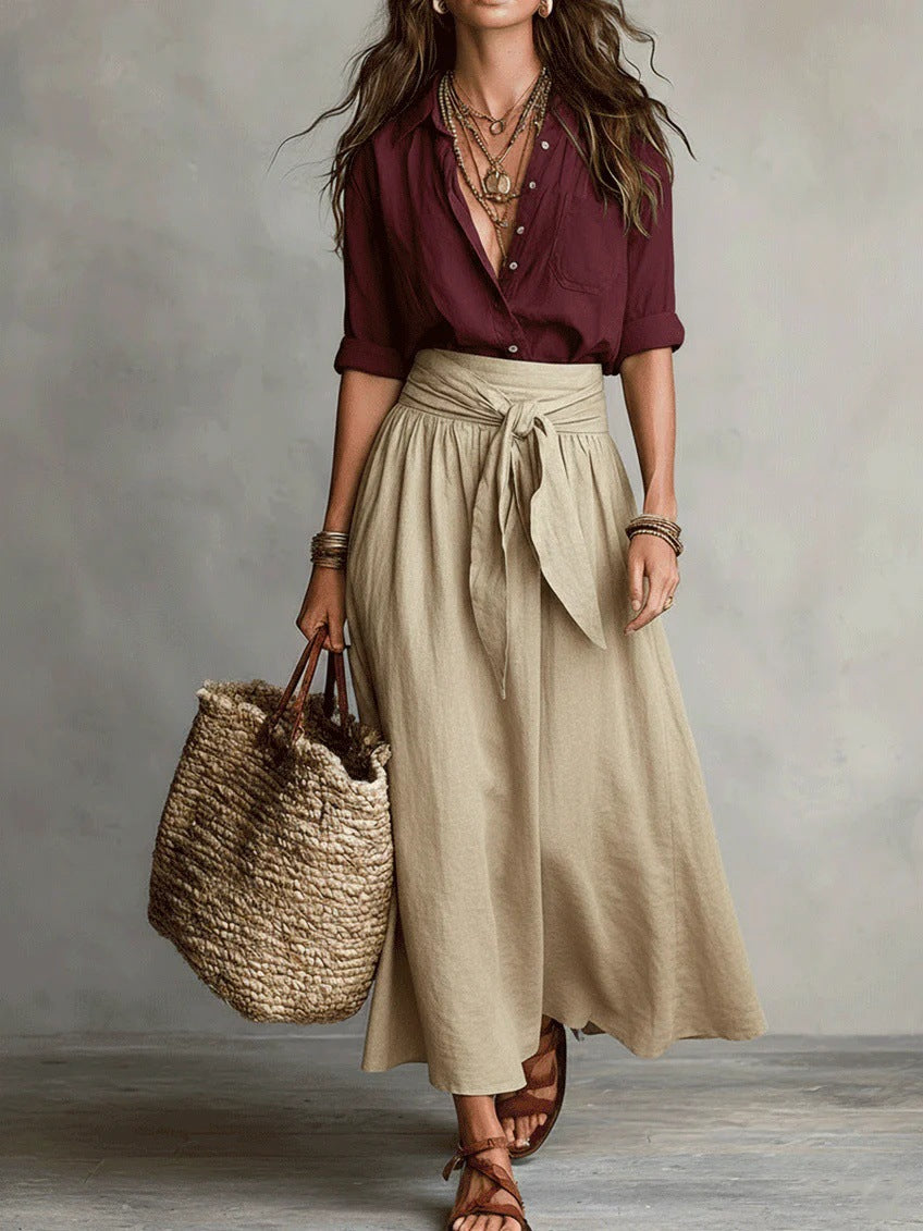River - Two-Piece Set: Top & Midi Skirt