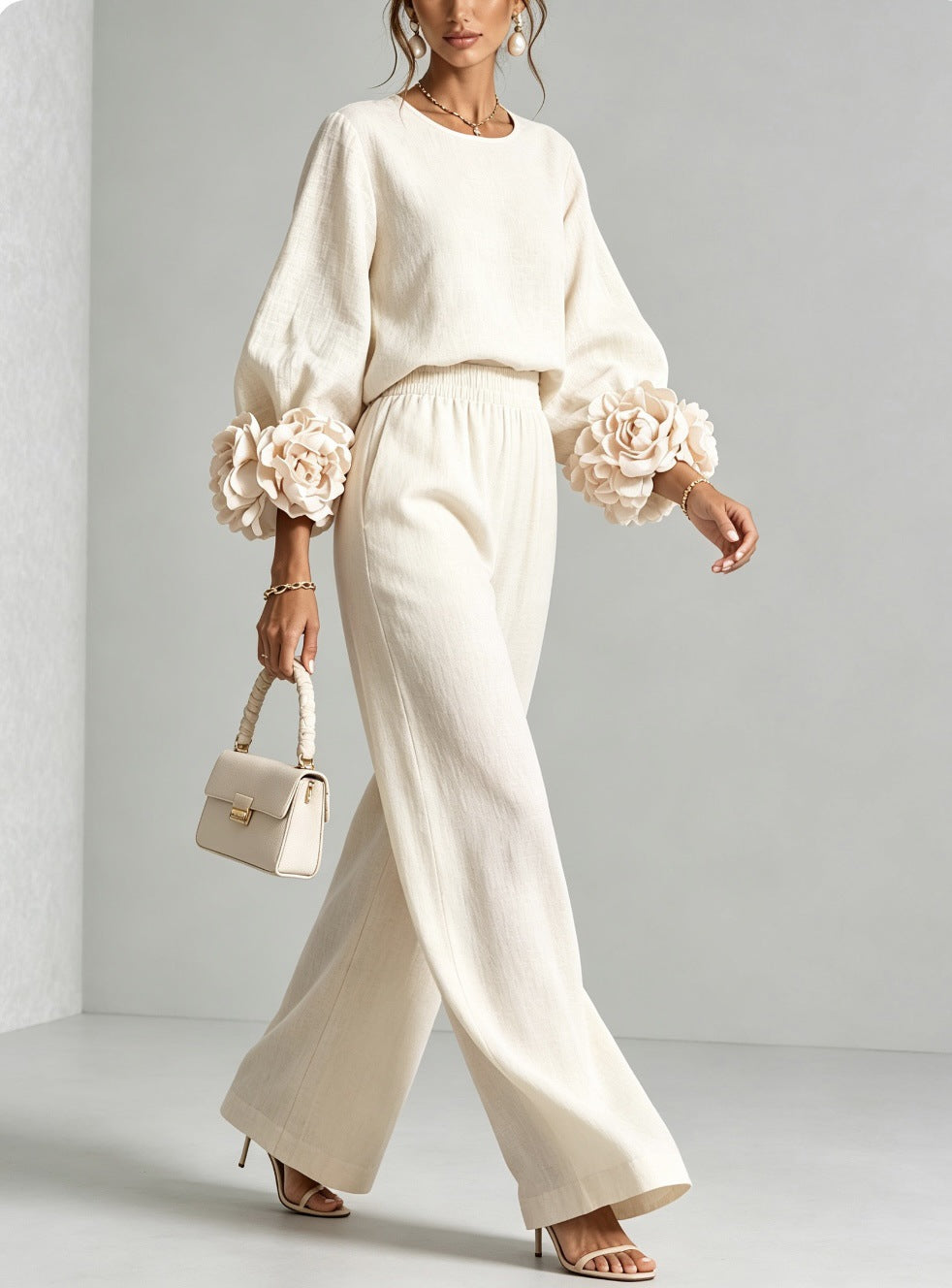 Rosa - Floral Cuff Two-Piece Set