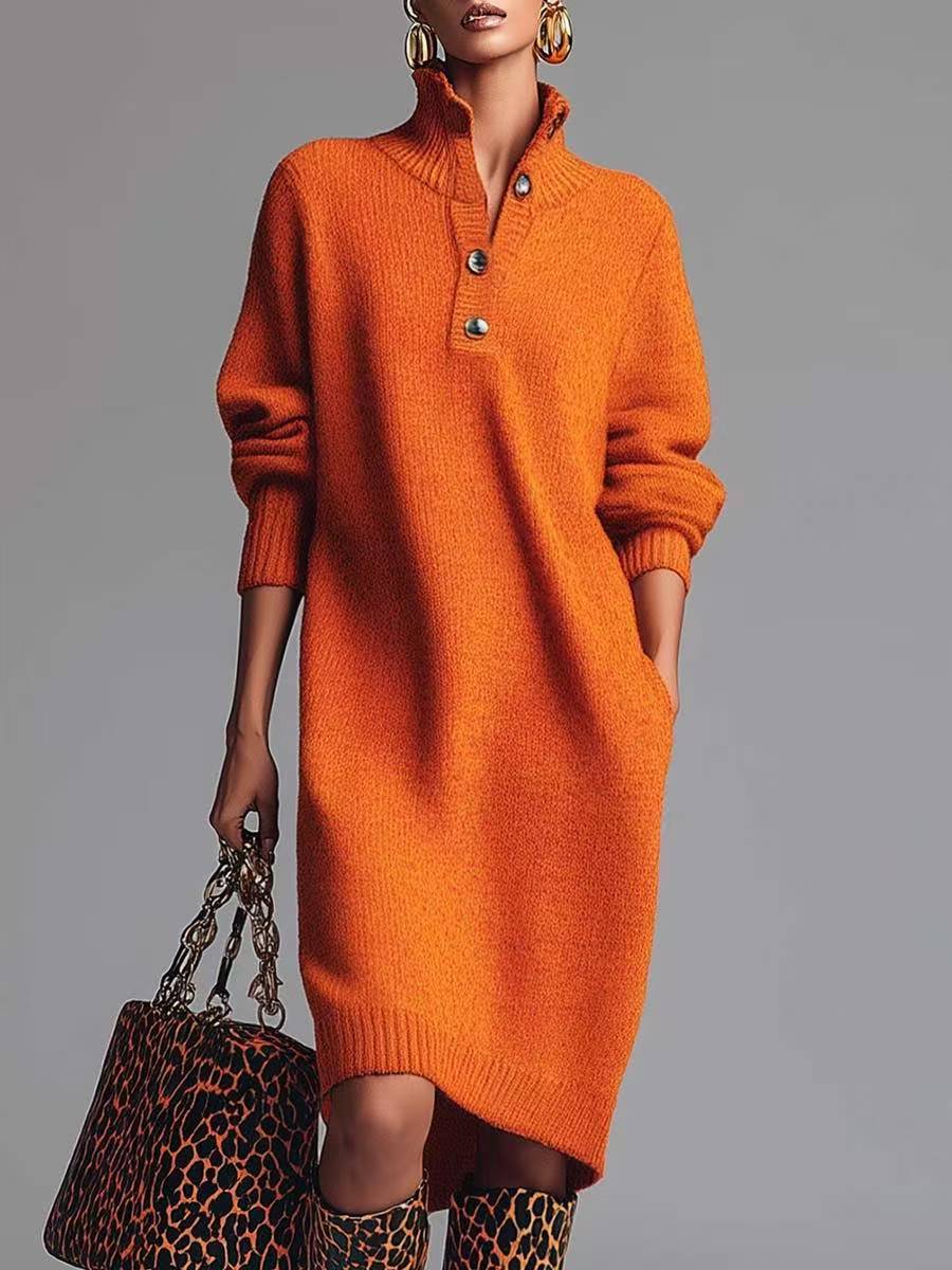 Thea - Elegant Button-Up Jumper Dress