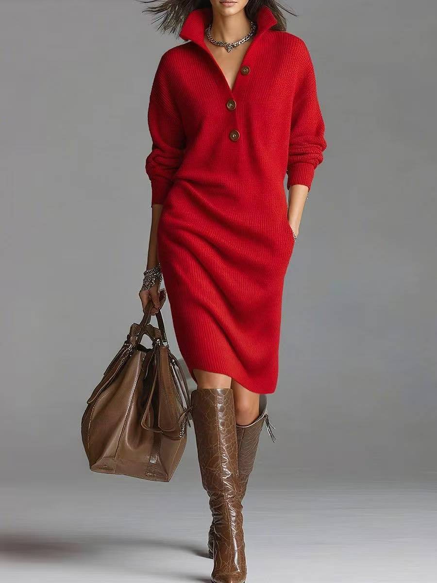 Thea - Elegant Button-Up Jumper Dress