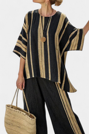 Isa – Comfortable Oversized Striped Top & Relaxed Trousers