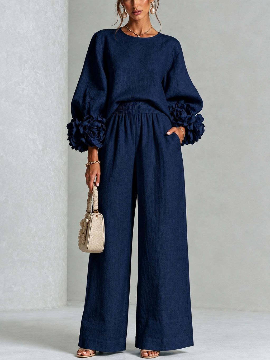 Rosa - Floral Cuff Two-Piece Set