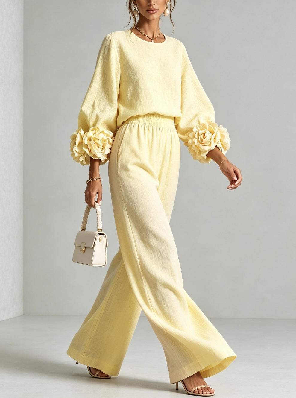 Rosa - Floral Cuff Two-Piece Set