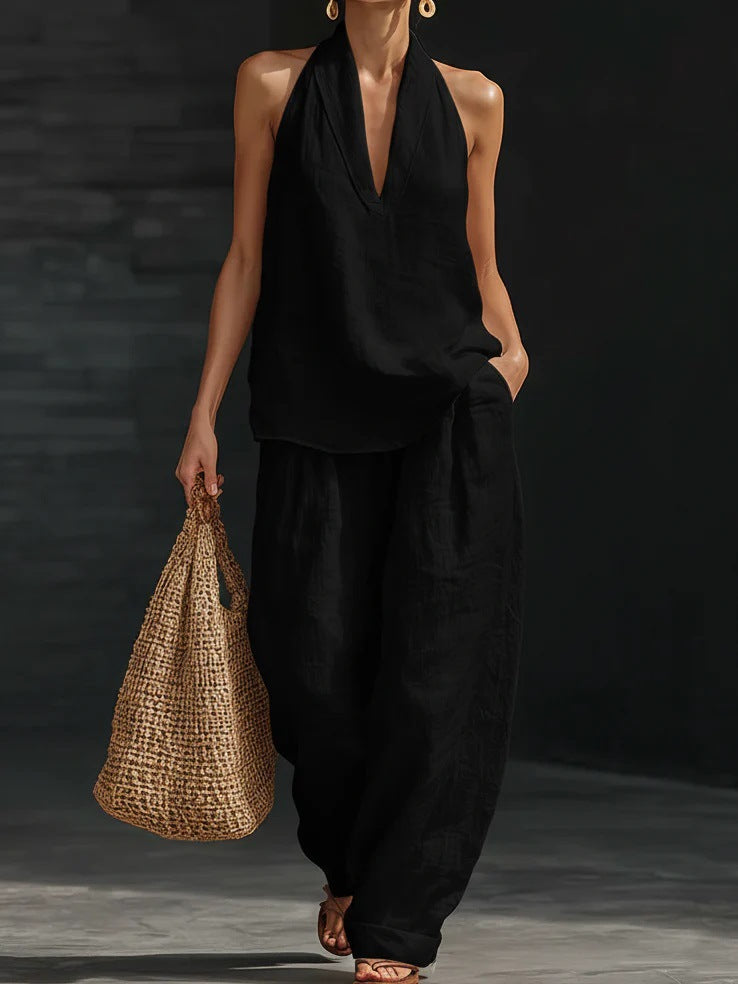 Zoë – Sleeveless Top and Wide-Leg Trousers Set