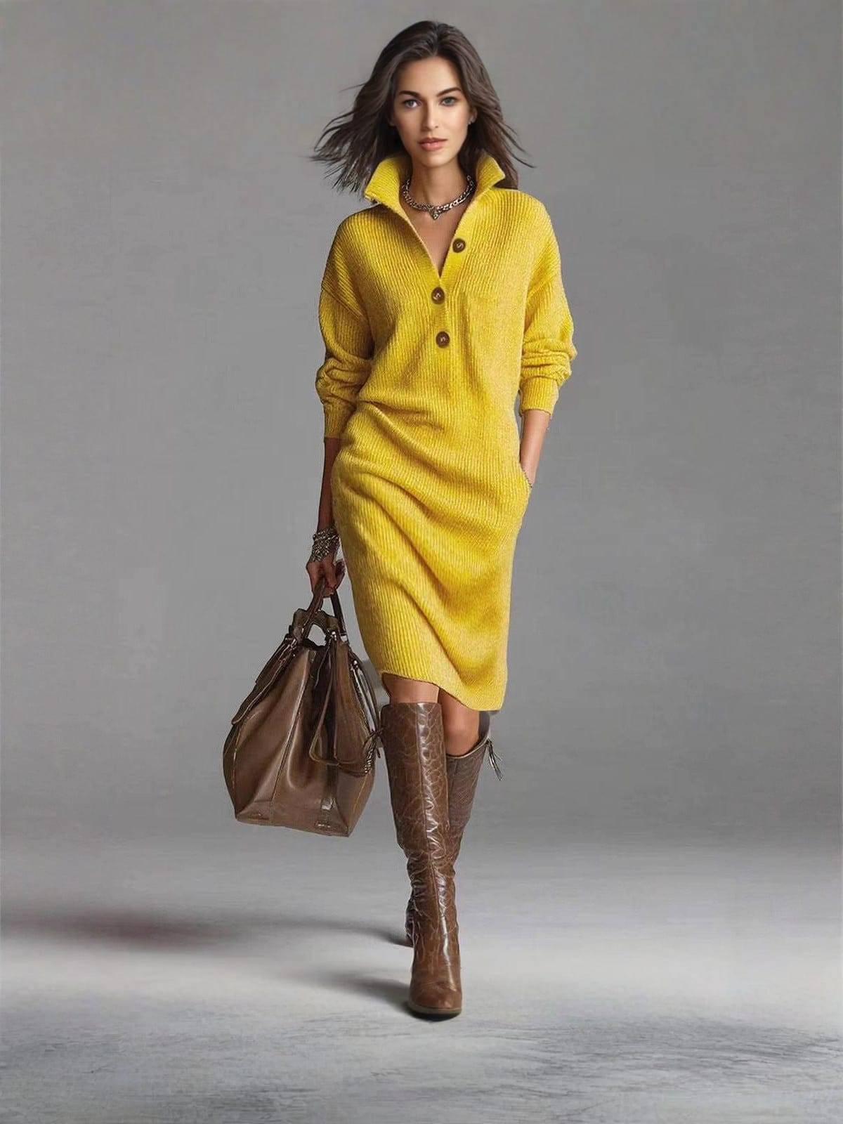 Thea - Elegant Button-Up Jumper Dress