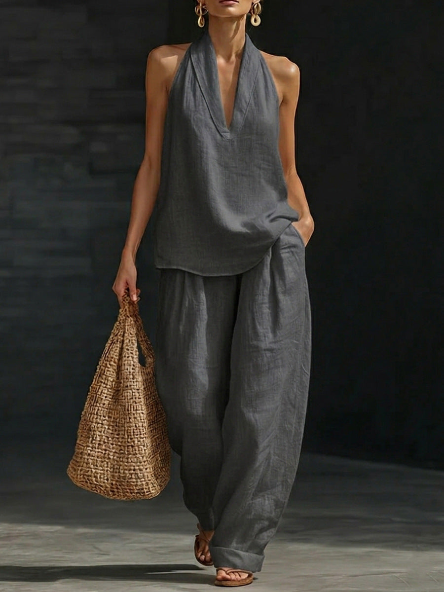 Zoë – Sleeveless Top and Wide-Leg Trousers Set