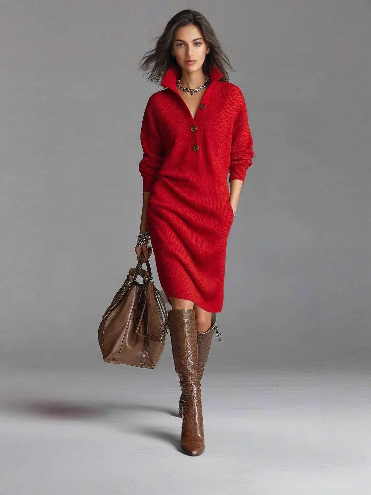 Thea - Elegant Button-Up Jumper Dress