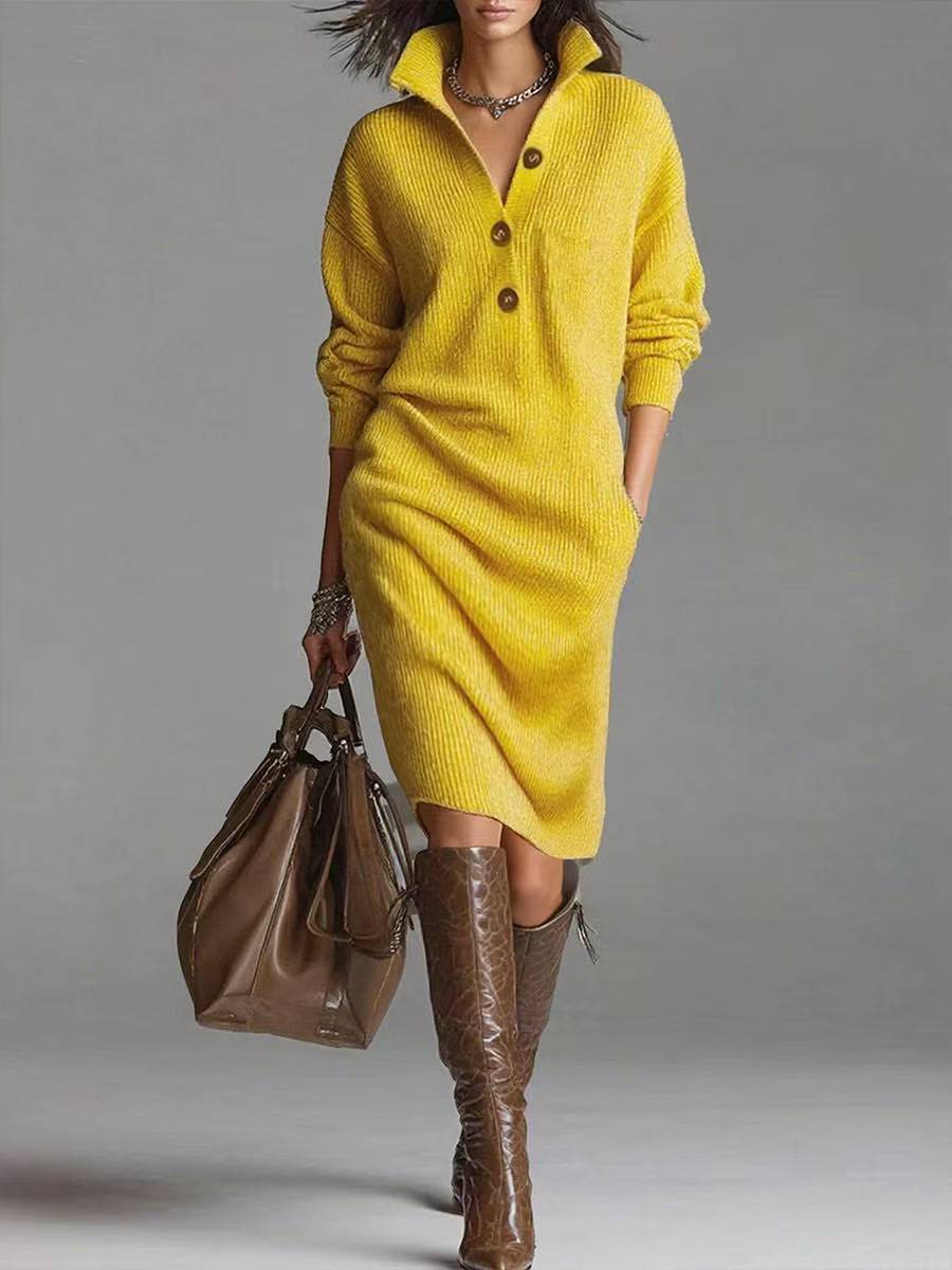 Thea - Elegant Button-Up Jumper Dress