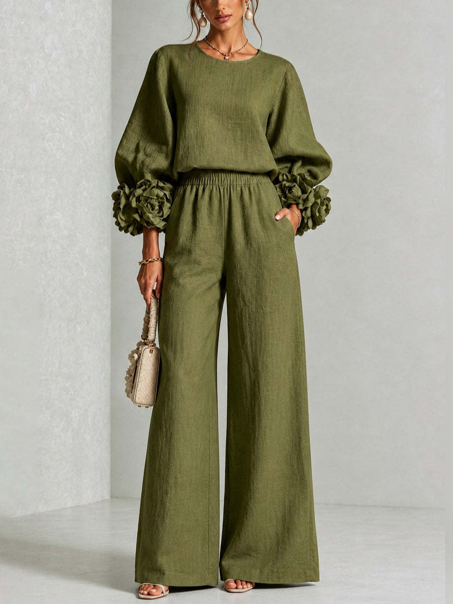 Rosa - Floral Cuff Two-Piece Set