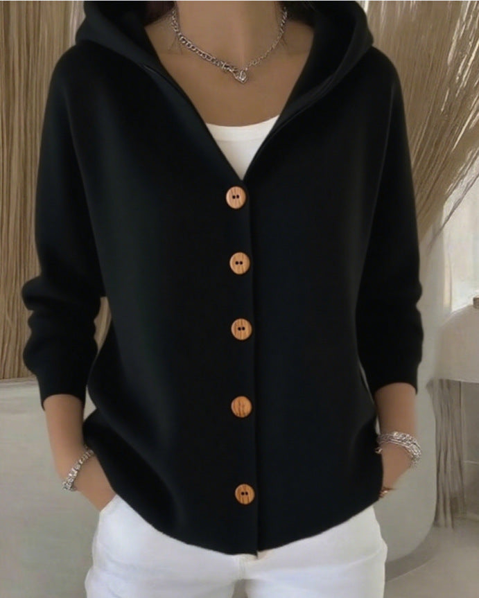 Darienne - Hooded Button-Up Knit Cardigan