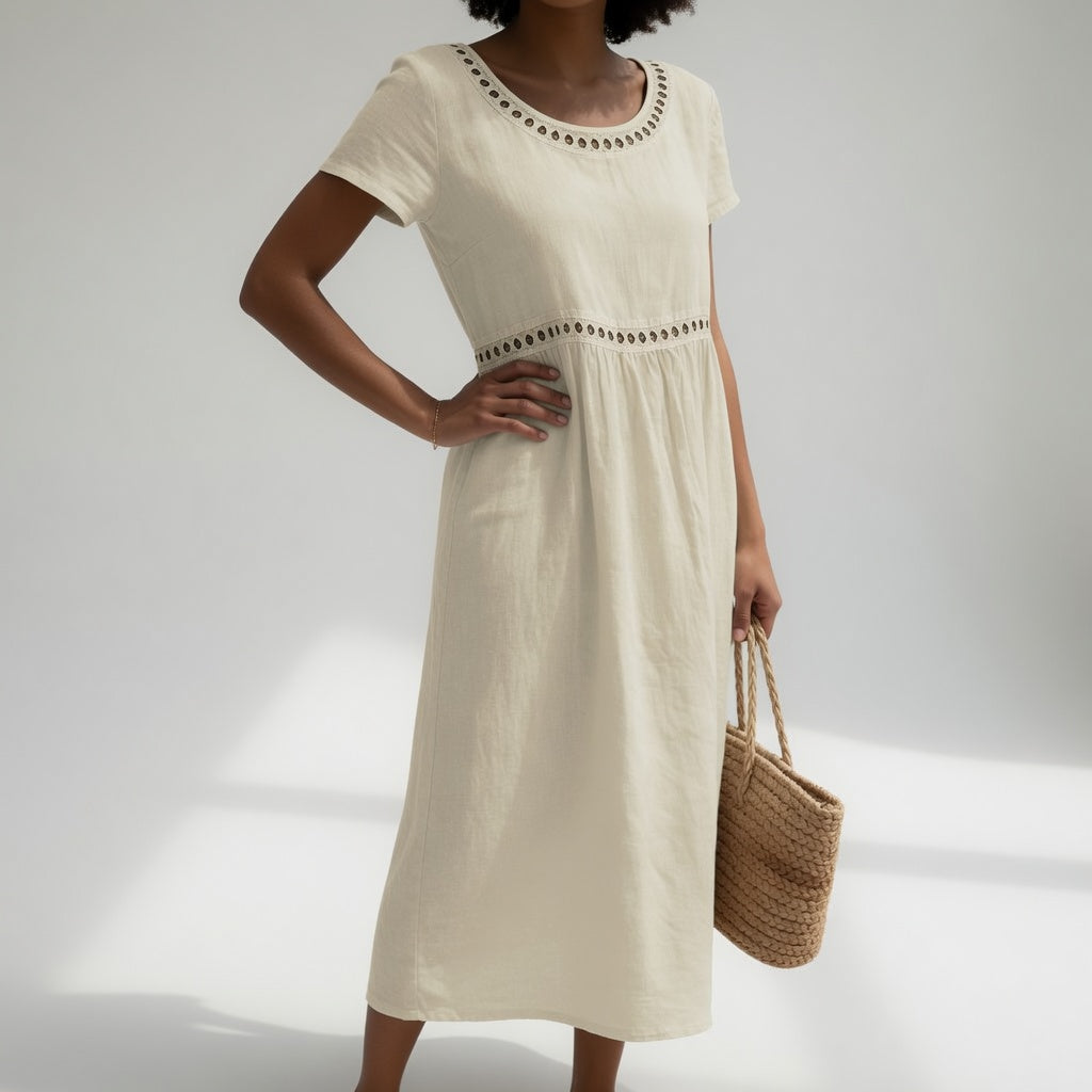 Jade - Eyelet Trim Midi Dress