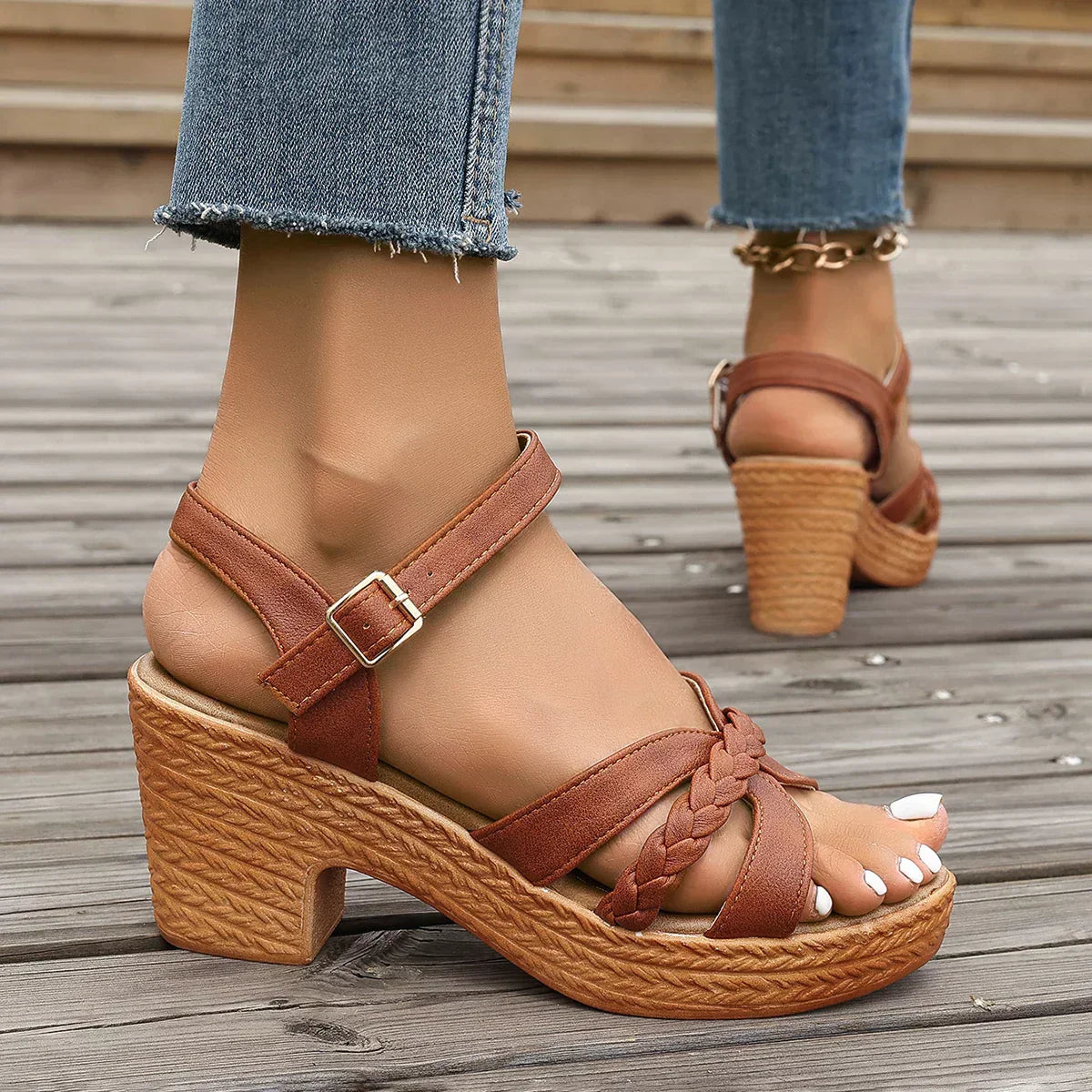 Woven Heeled Sandals