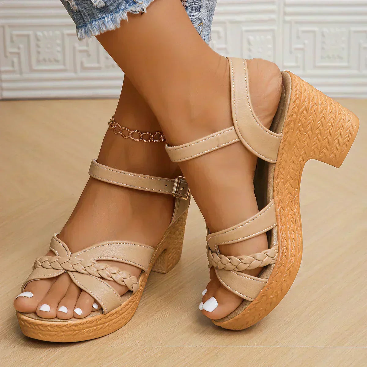 Woven Heeled Sandals