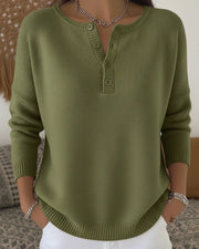 Helena - Henley Button-Up Knit Sweater