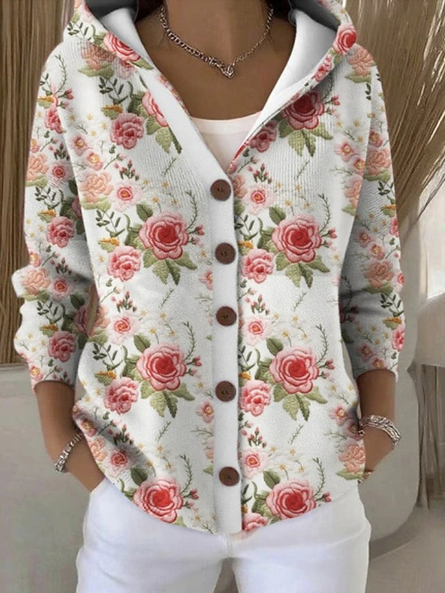 Leila - Button Hooded Cardigan