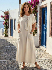 Elowyn | Round Neck Short Sleeve Maxi Dress