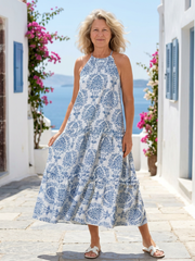 Isadora | Sleeveless High Neck Maxi Dress