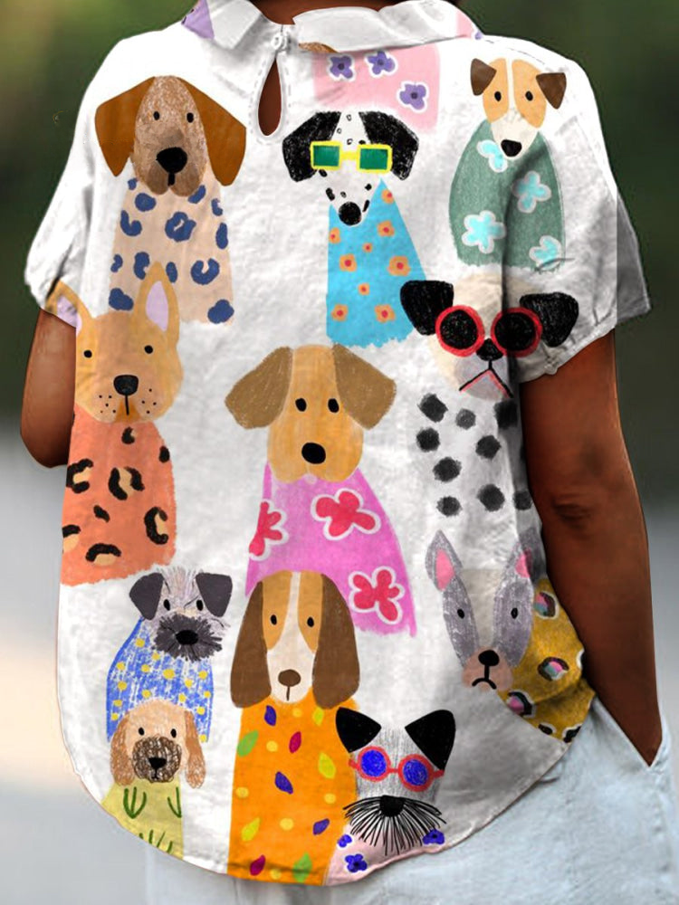Tilly | Playful Dog Print Blouse