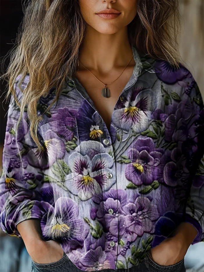 Retro Floral Blouse Dark