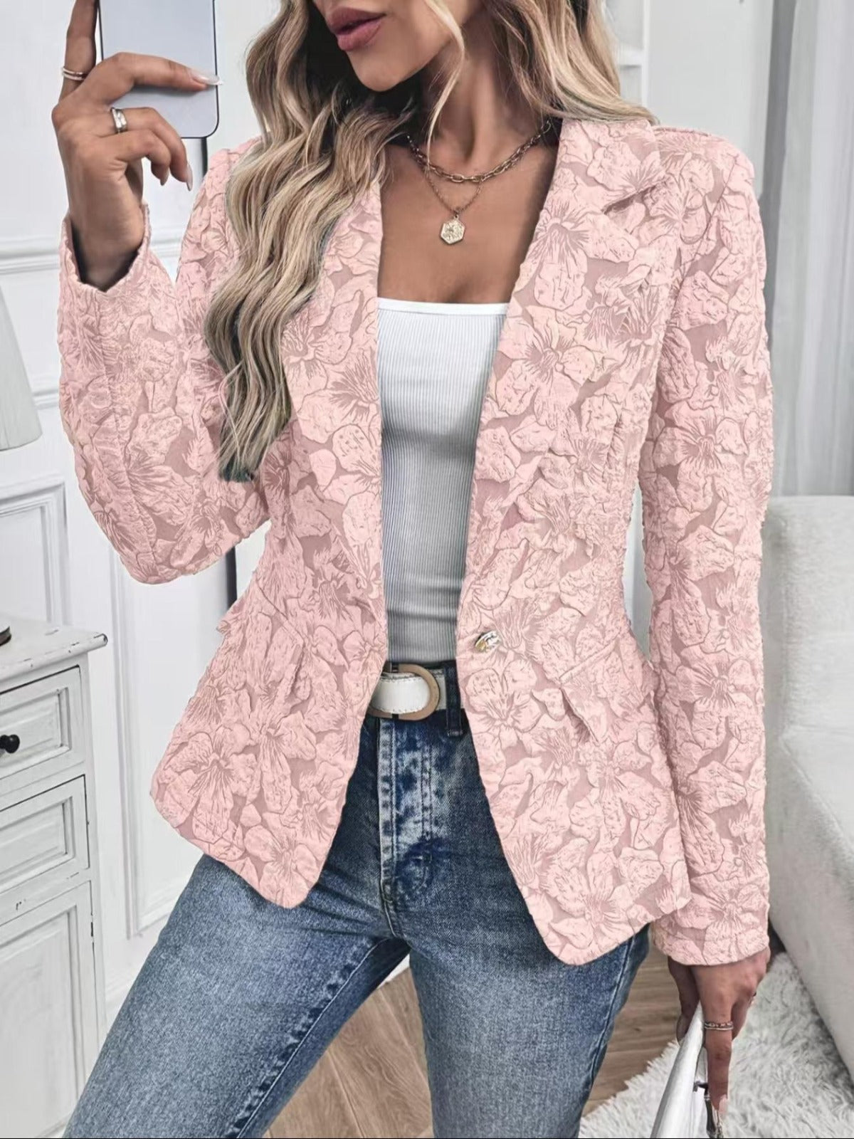 Paisley Jacquard Fitted Blazer