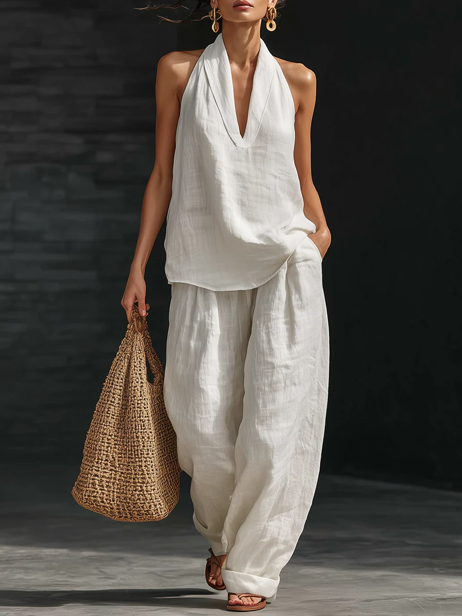 Zoë – Sleeveless Top and Wide-Leg Trousers Set