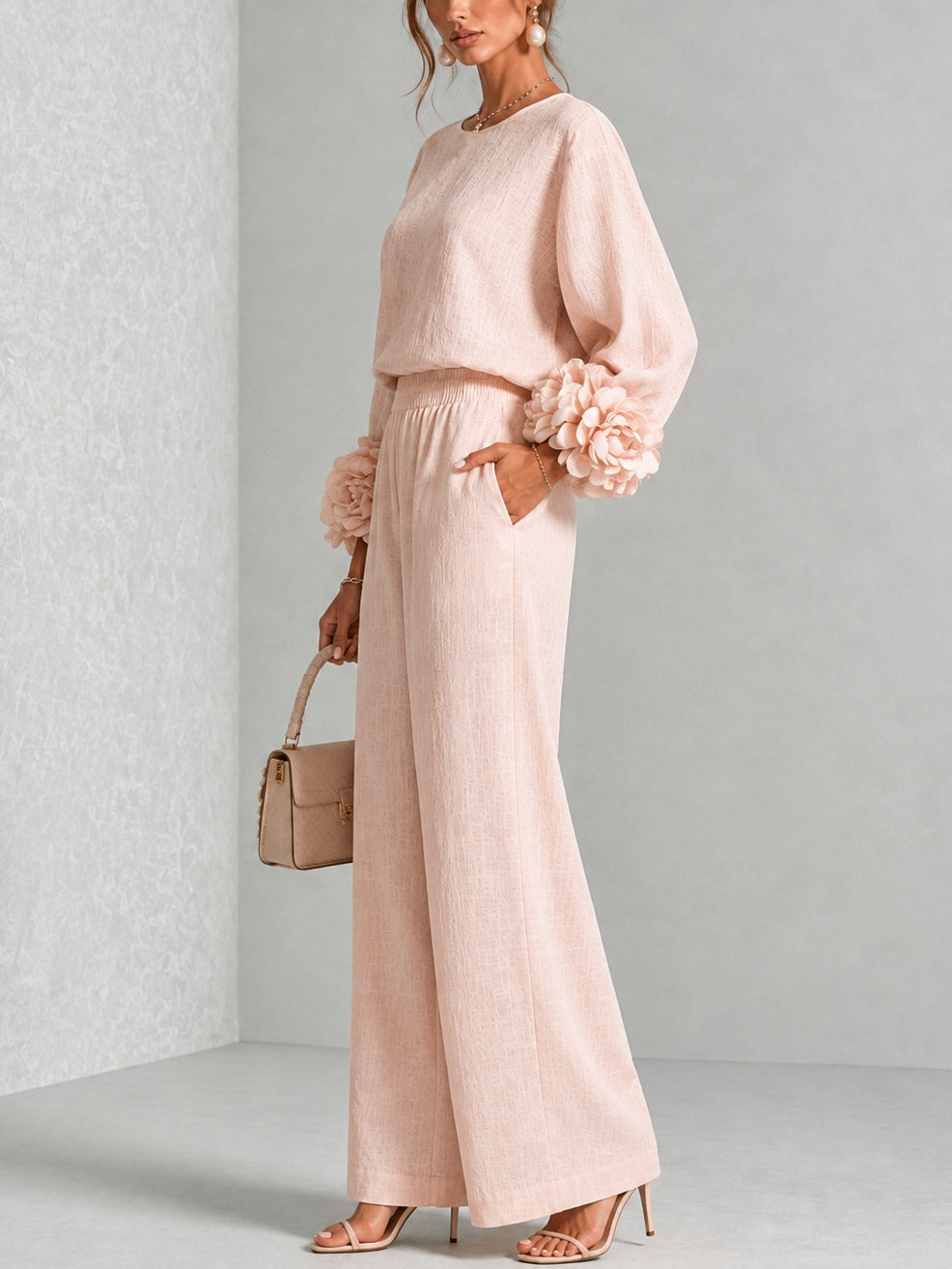 Rosa - Floral Cuff Two-Piece Set