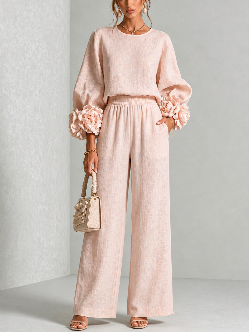 Rosa - Floral Cuff Two-Piece Set