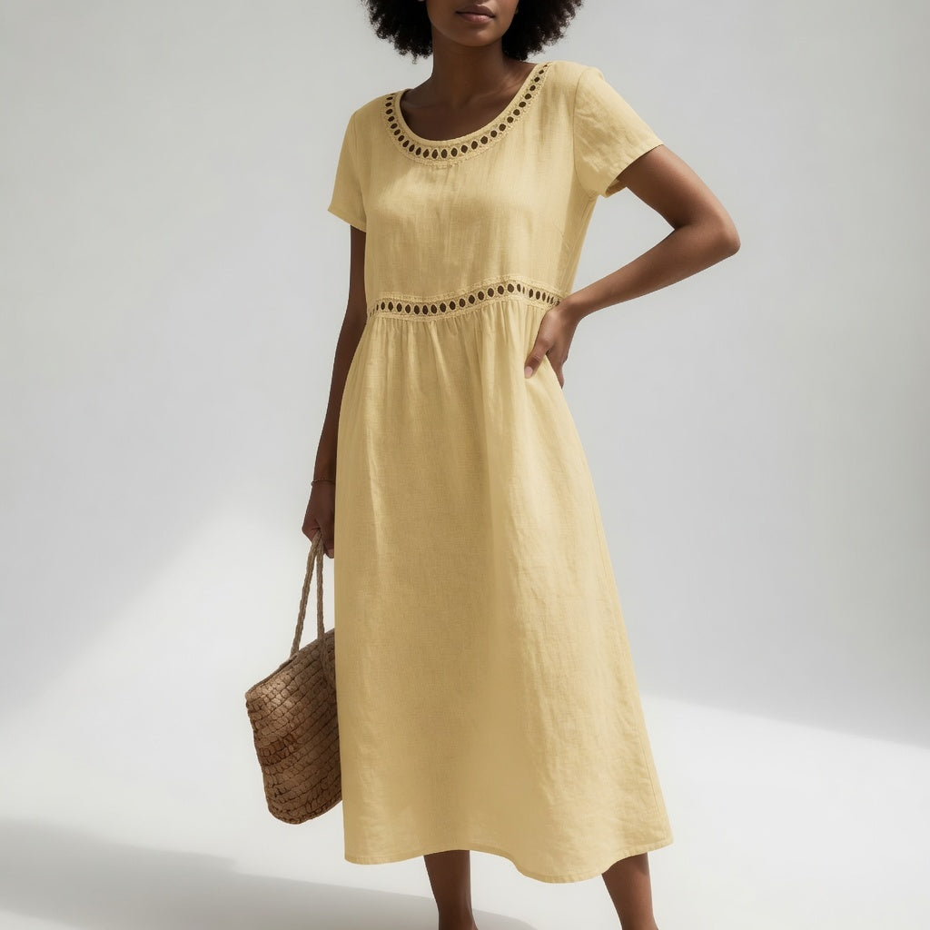 Jade - Eyelet Trim Midi Dress