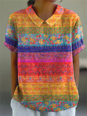 Maya | Colourful Floral Stripe Blouse