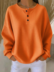 Mirabel - Cozy Waffle Henley Sweatshirt