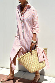 Sophia - Timeless Striped Shirt Dress with Elegant Comfort