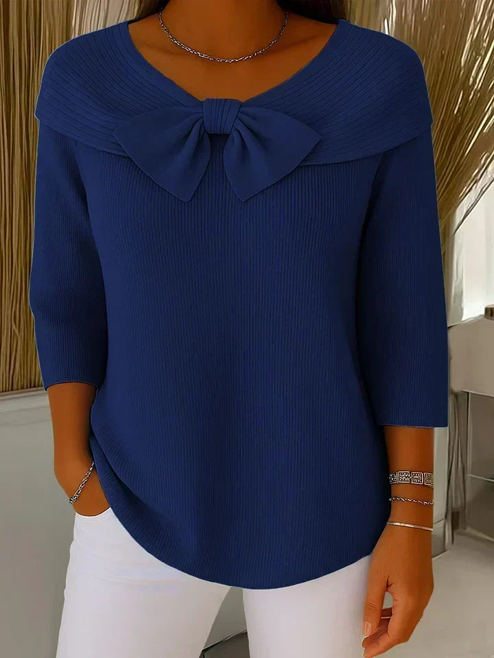 Tivella - Sweater with Bow and Round Neckline