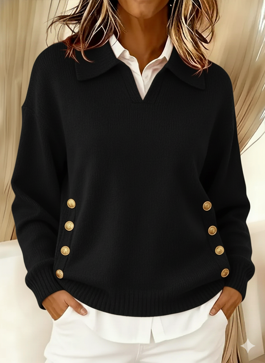 Vynette - V-Neck Sweater with Collar