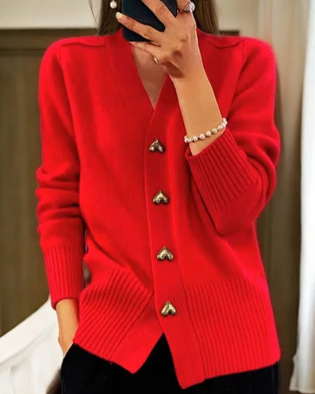 Beatrice - Heart Button Cardigan