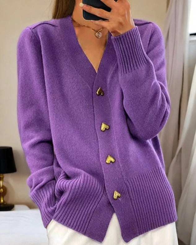 Beatrice - Heart Button Cardigan